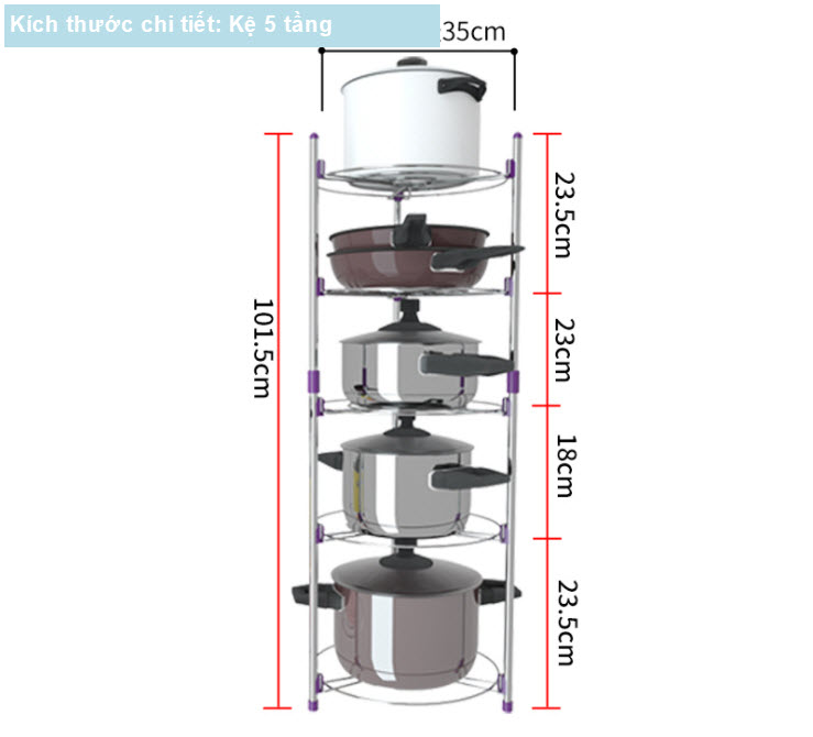 Kệ để nồi cơm điện, nồi chiên không dầu, nồi xoong, chảo nhà bếp bằng inox 304