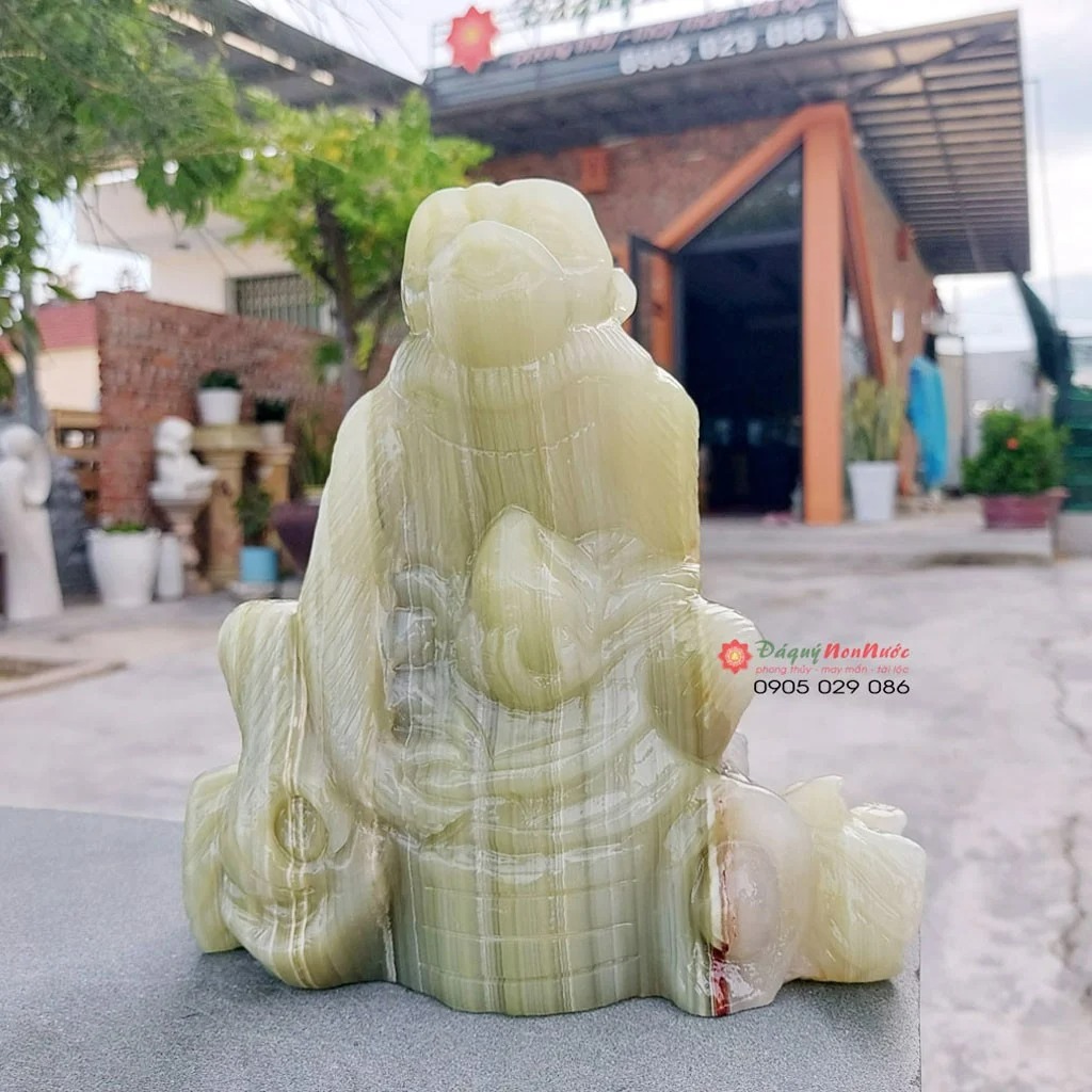 Tượng khỉ đá 12 con giáp phong thủy đá ngọc Paksitan 18cm đá Non Nước