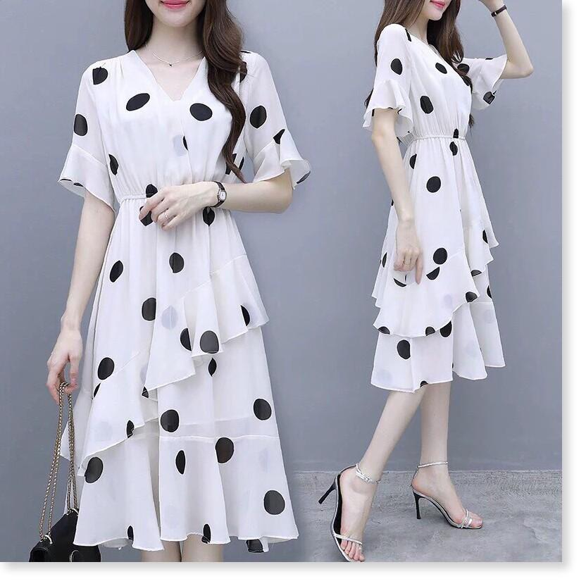 ĐẦM VOAN LỤA CHẤM BI - XẾP TẦNG