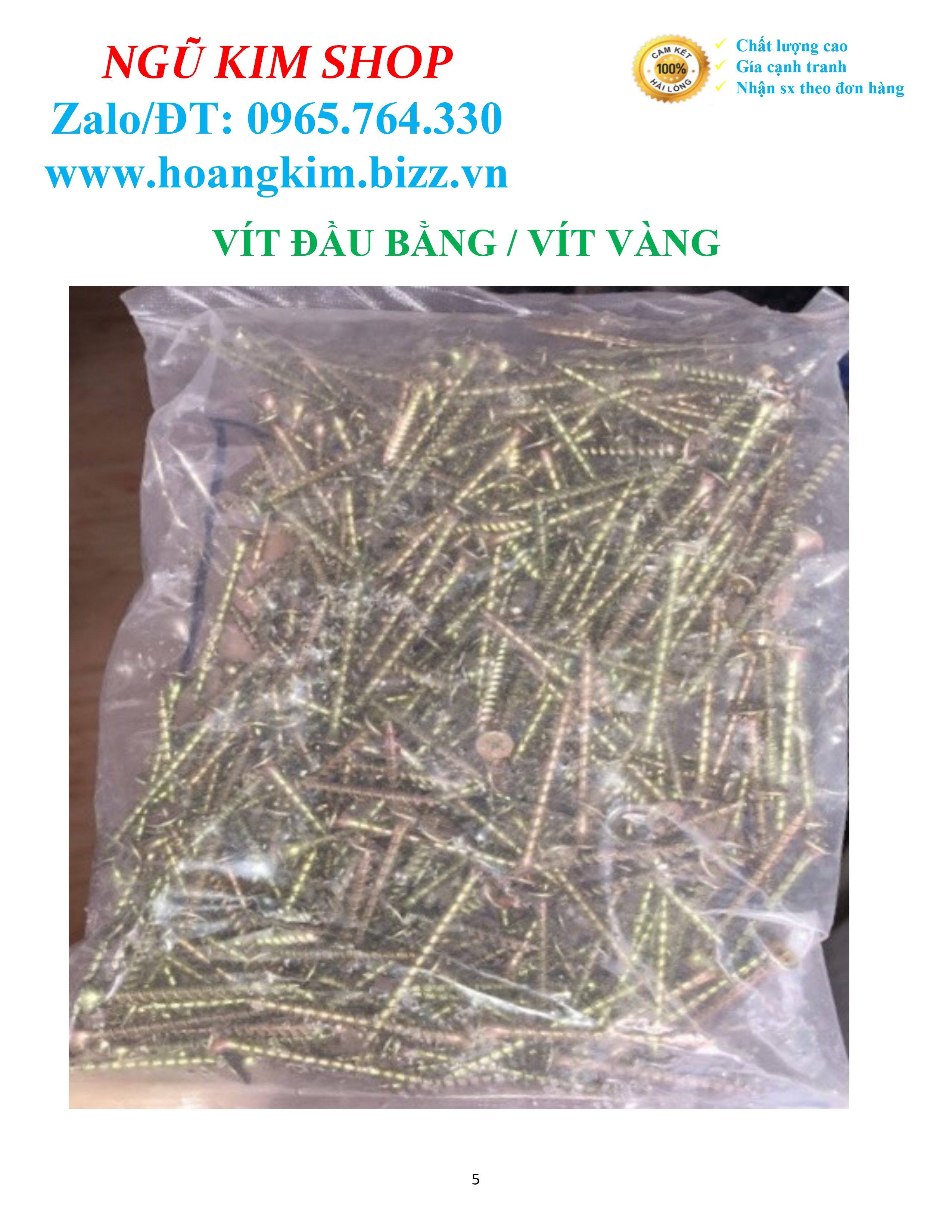 1 KG VÍT VÀNG ĐẦU BẰNG RĂNG THƯA 1.5cm -> 5cm THANH LÝ