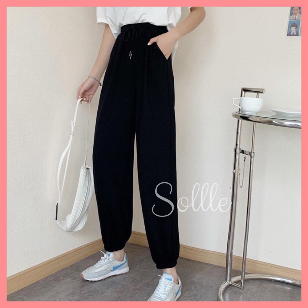 Quần ống rộng jogger nam nữ đẹp bo gấu nỉ Hàn Quốc dày dặn cá tính Sollle