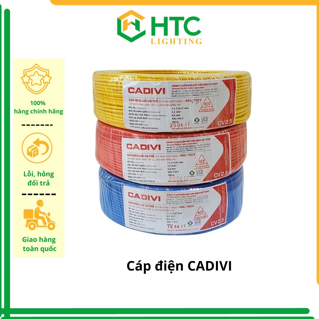 Cáp điện đơn 1 lõi các cỡ CV 1.0 1.25 1.5 2.0 2.5  4.0  6.0mm  -  hàng chính hãng CADIVI