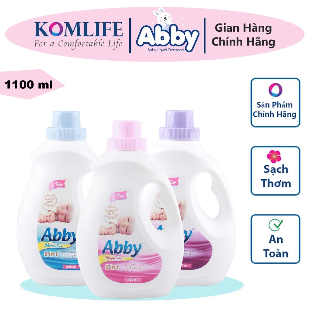 Nước giặt xả mẹ và bé 1100 ml ABBY an toàn, làm mềm vải, hương thơm dịu nhẹ, sạch vết bẩn trẻ em