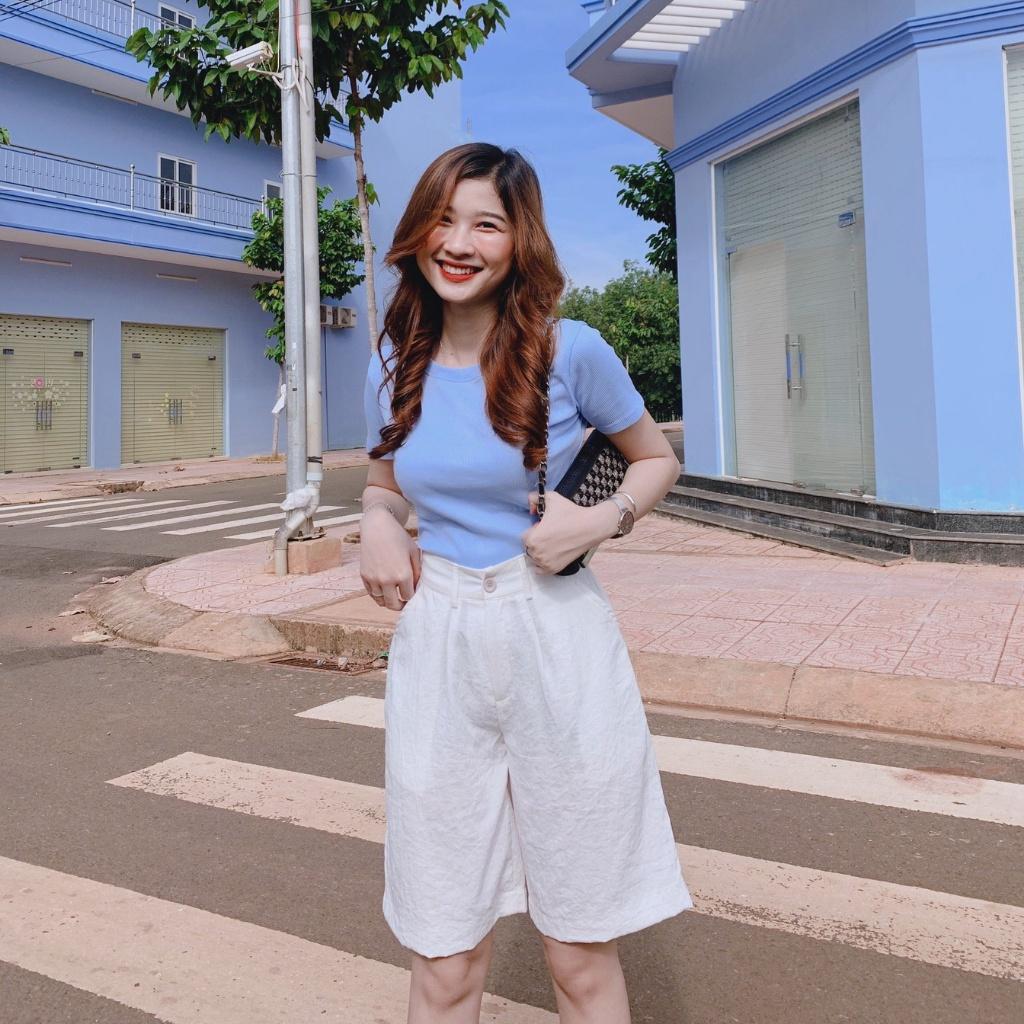 Quần Short Nữ Ống Rộng Vải Đũi Lưng Cao Retro Hàn Quốc Quần Sooc Đùi Nữ Cạp Cao Ulzzang Thời Trang (ĐŨI)