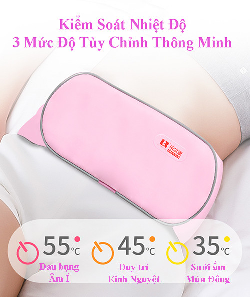 Đai massage bụng hồng ngoại M2 giảm đau bụng ngày đèn đỏ, đau lưng tích hợp pin sạc không dây tiện lợi Hàng Chính Hãng