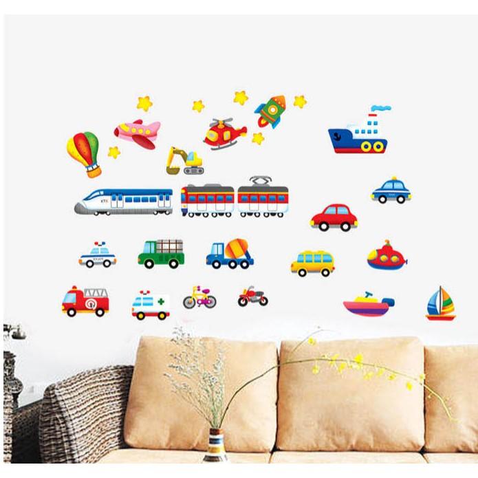 Decal dán tường đoàn xe phương tiện giao thông