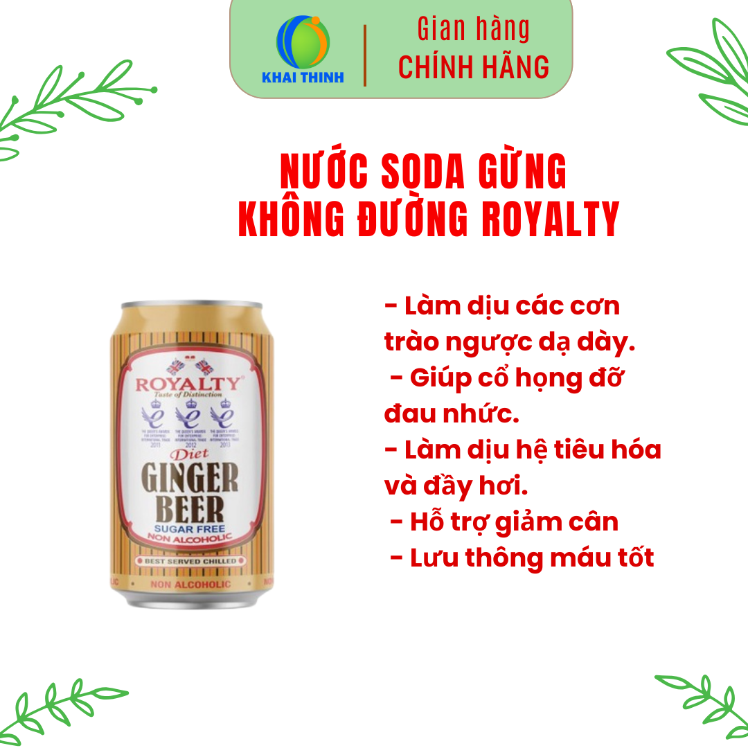 Nước gừng Không Đường Ăn Kiêng Giảm Cân Giữ Ấm Cơ Thể Diet Royalty Nhập Khẩu Anh Quốc - 330ml