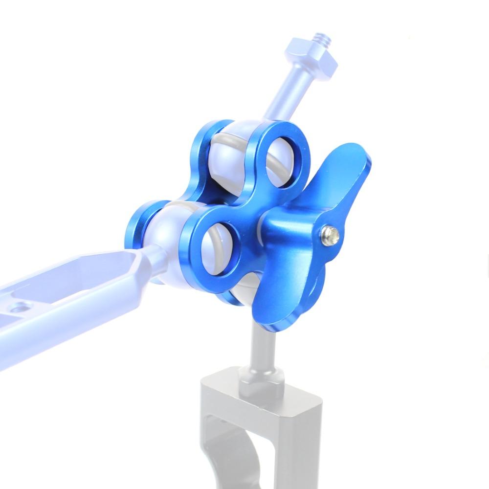 Nâng cấp Kẹp 3 lỗ nhôm Triple Butterfly Clip Light Light Arm Ball Head Mount Bộ chuyển đổi cho máy ảnh hành động