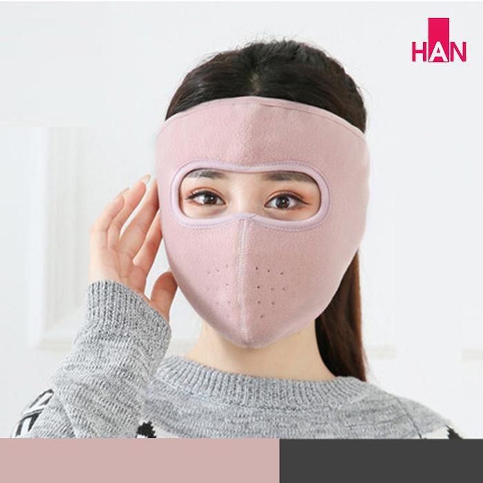 Khẩu trang ninja trùm kín mặt che tai chống nắng chống gió bụi vải nỉ  dán sau gáy thích hợp chạy xe đi công trình