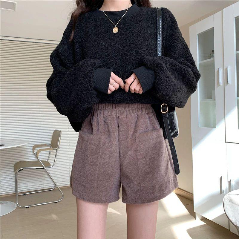 Quần short đùi dạ nữ 2 túi trước, cạp chun dày dặn