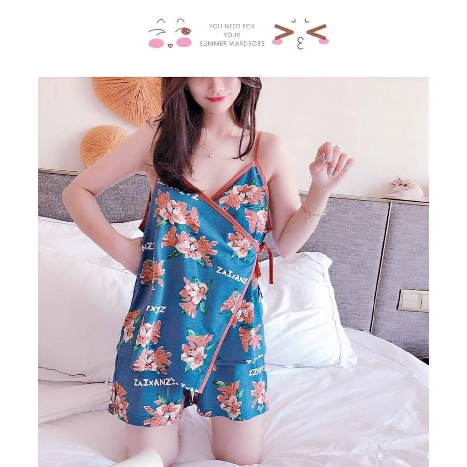 Bộ Đùi Mặc Ở Nhà 2 Dây Vạt Xéo,Hàng Nhập Quảng Châu lên form chuẩn