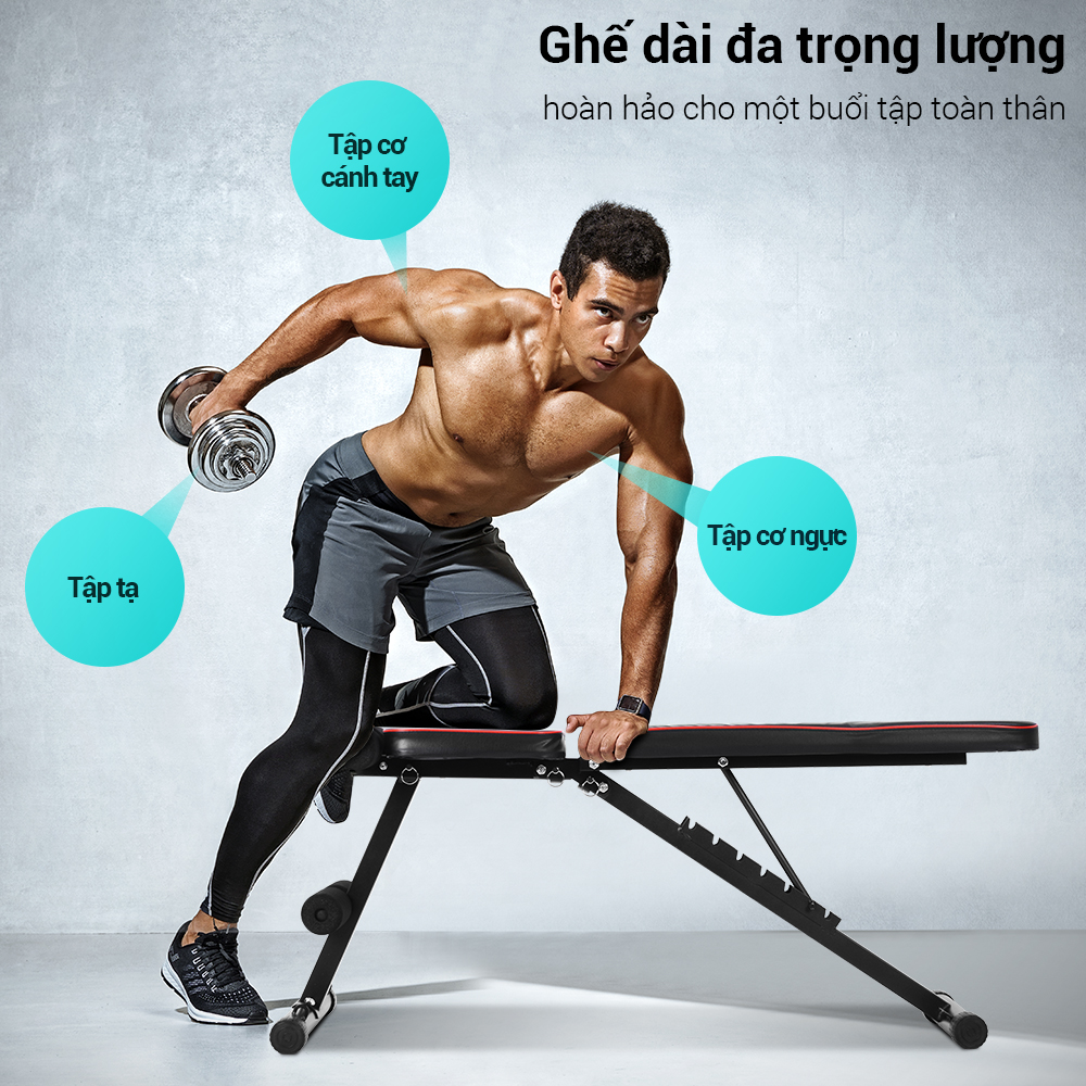 Ghế tập tạ đa năng Ghế gập bụng chống đẩy tập gym đa năng có thể gấp lại Có thể điều chỉnh OT226