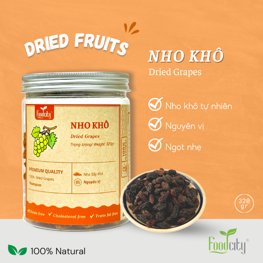Nho khô size to, vị ngọt tự nhiên, tốt cho sức khỏe thương hiệu Foodcity Store