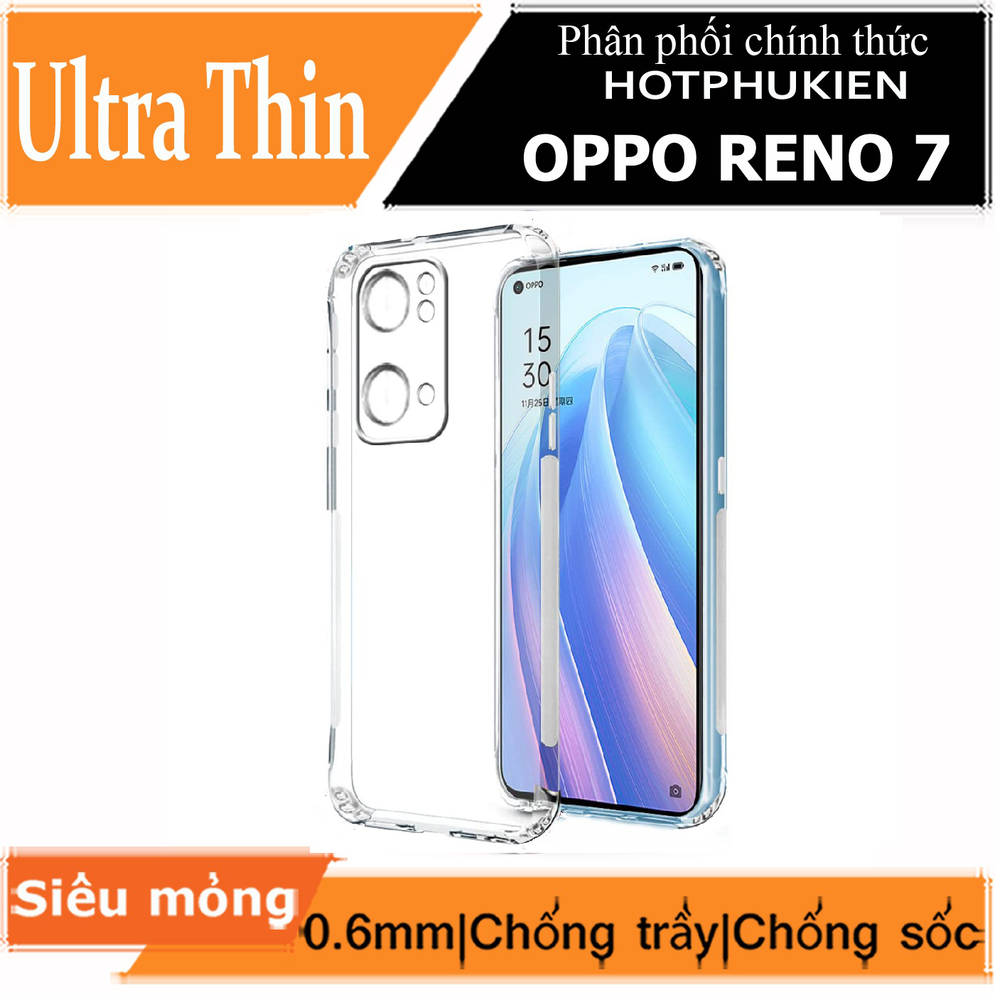 Ốp lưng silicon dẻo cho Oppo Reno 7 hiệu Ultra Thin trong suốt mỏng 0.6mm độ trong tuyệt đối chống trầy xước - Hàng nhập khẩu