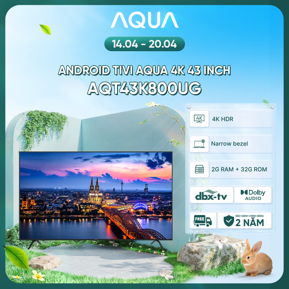 Android Tivi Aqua 43 inch AQT43K800UG - Hàng chính hãng - Bảo hành 1 đổi 1 trong 730 ngày đối với lỗi màn hình