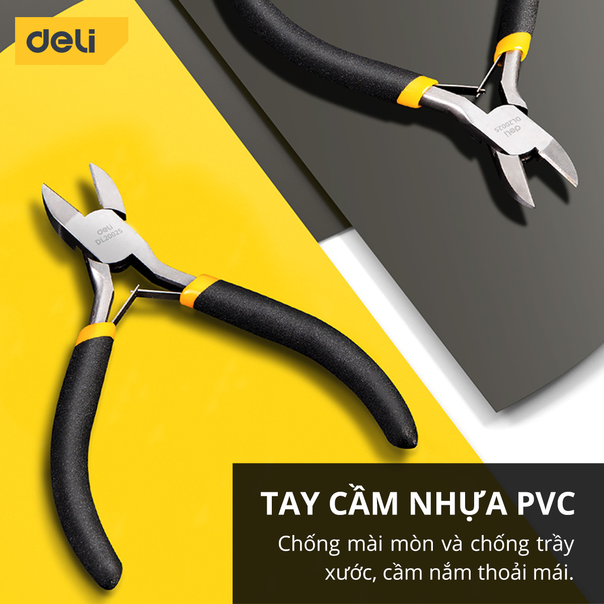 Kìm Cắt Dây Điện Mini Deli - Kềm Chất Liệu Thép Carbon Cao Cấp Chống Mòn Gỉ, Dài 125mm Nhỏ Gọn DL20025