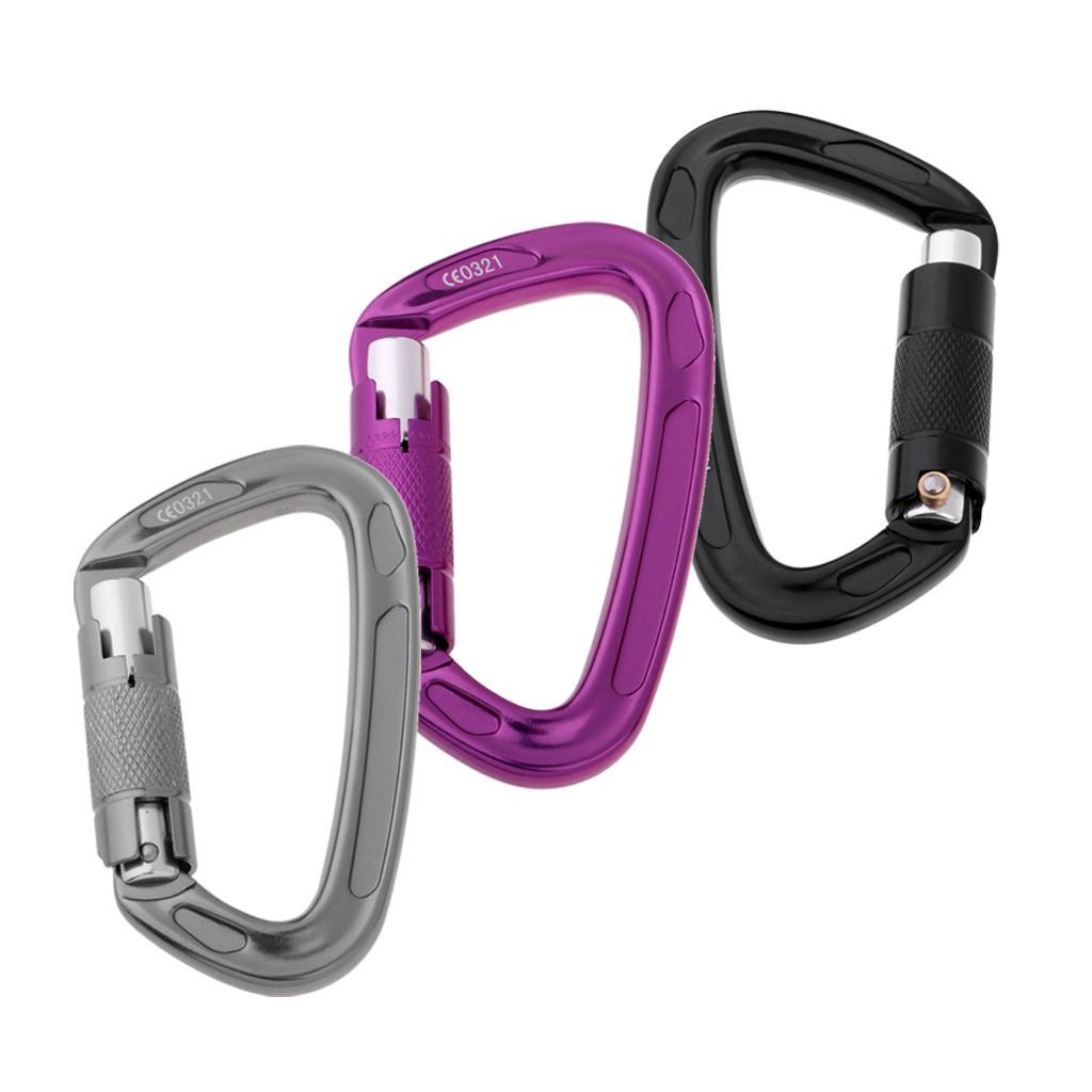 24KN Auto Locking Carabiner Hammock Carabiner For Rappelling Climbing Black