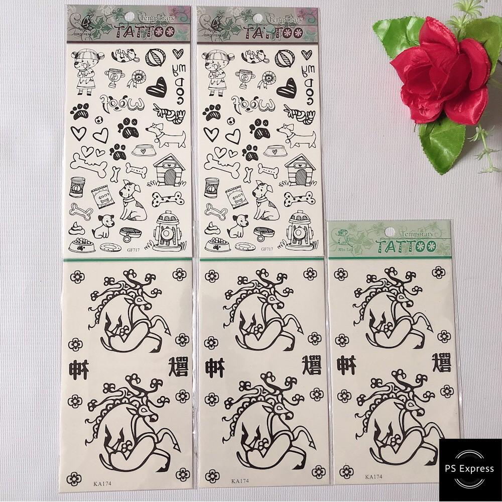 Combo 6 tấm hình xăm dán tattoo cao cấp 10x6cm THÚ CƯNG