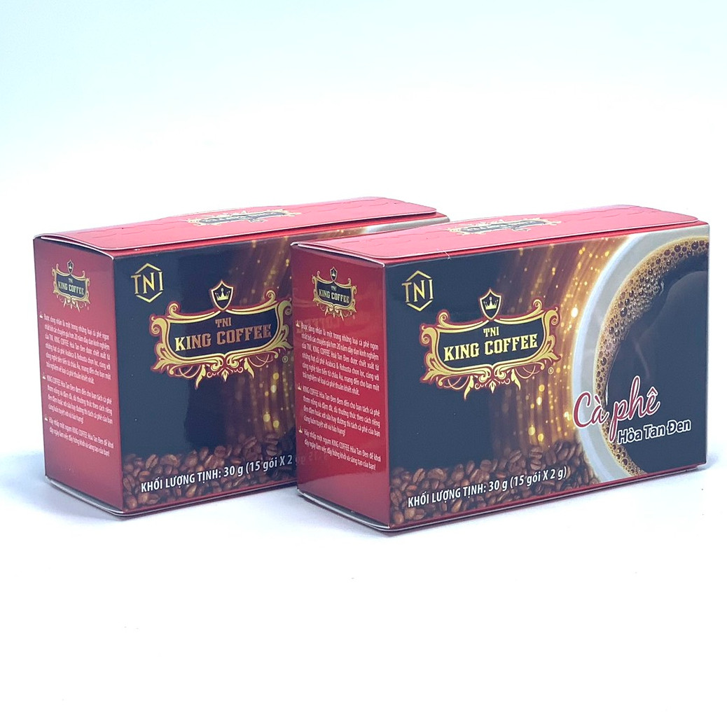 Combo 2 Hộp Cà Phê Hòa Tan Đen( Không Đường Sữa) King Coffee(Hộp 1 5 gói x2g)