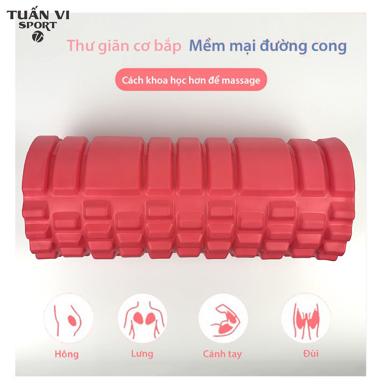 Con lăn Massage giãn cơ phục hồi cơ hỗ trợ tập luyện tập Thể dục Thể thao Gym, Yoga - Eva Foam Roller Size 33 x 14 cm