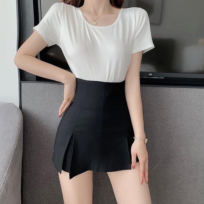 Quần giả váy phối xẻ 2 bên siêu xinh chất vải Tuyết Mưa dày dặn