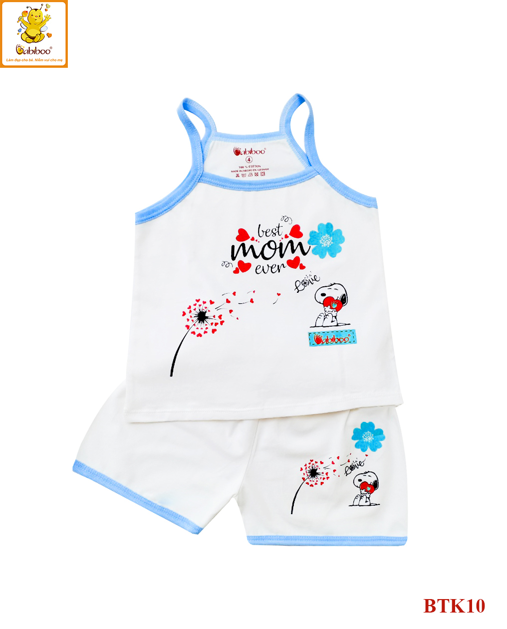 Bộ áo dây vải cotton 4 chiều BABIBOO - BKT10