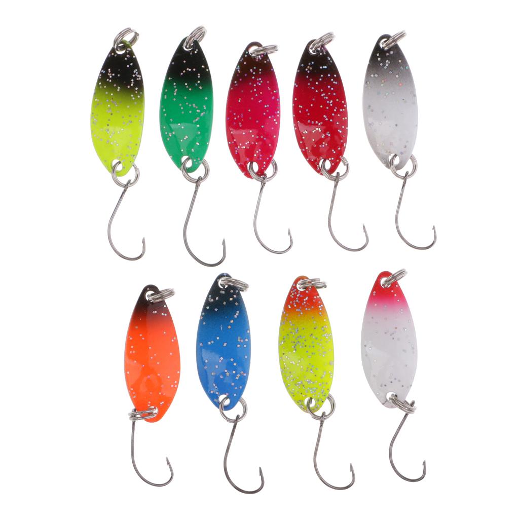 9Pcs 3.2 Cm/3G Mồi Câu Cá 9 Màu Kim Loại Dụ Mồi Câu Cá Thìa Mồi Bộ