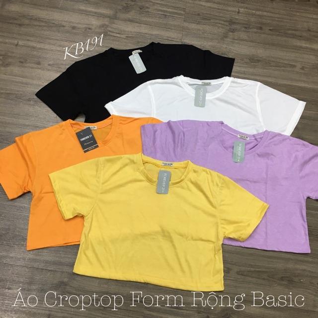 Áo Croptop Form Rộng Basic - Áo Croptop Cổ Tròn Form Rộng Tay Lỡ AN03