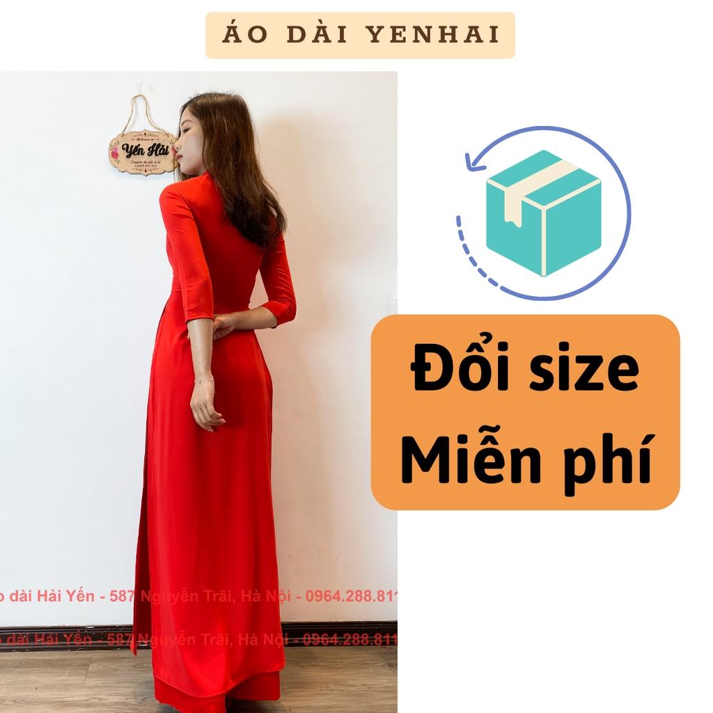 Bộ áo dài truyền thống màu đỏ tươi, Cả bộ áo dài 4 tà lụa nhật