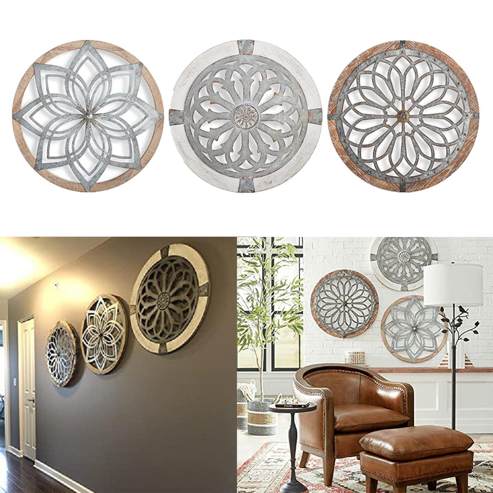 Medallions Metal Round Wall Decor. Home Living Room Wall Sculptures Wood