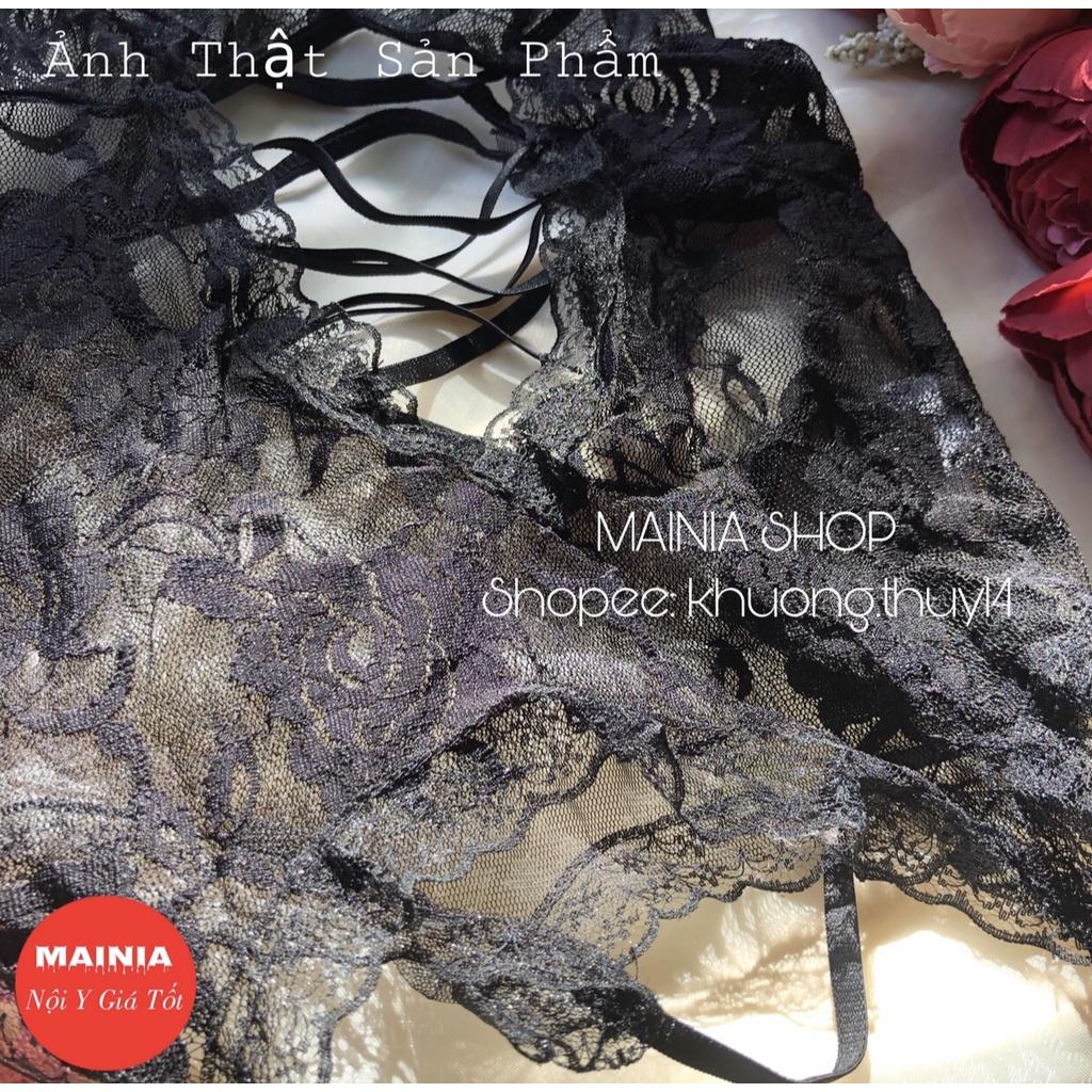 Bộ Đồ Ngủ Ren Lọt Khe Hở Đáy Xuyên Thấu Sexy Gợi Cảm Màu Đen Mainia Shop