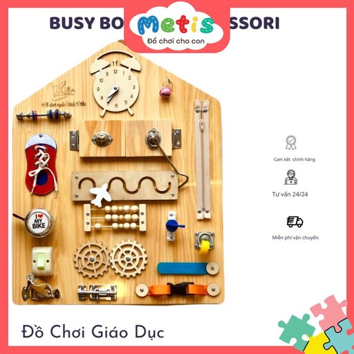 Bảng bận rộn hình ngôi nhà Montessori - Đồ chơi gỗ cho bé - Metis đồ chơi cho con