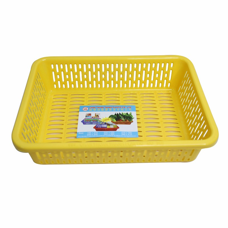 Combo 3 rổ nhựa chữ nhật Chấn Thuận Thành 41 x 29 x 10 cm đựng đồ, đựng rau củ, đa năng tiện dụng RCN4120-3 (giao màu ngẫu nhiên)