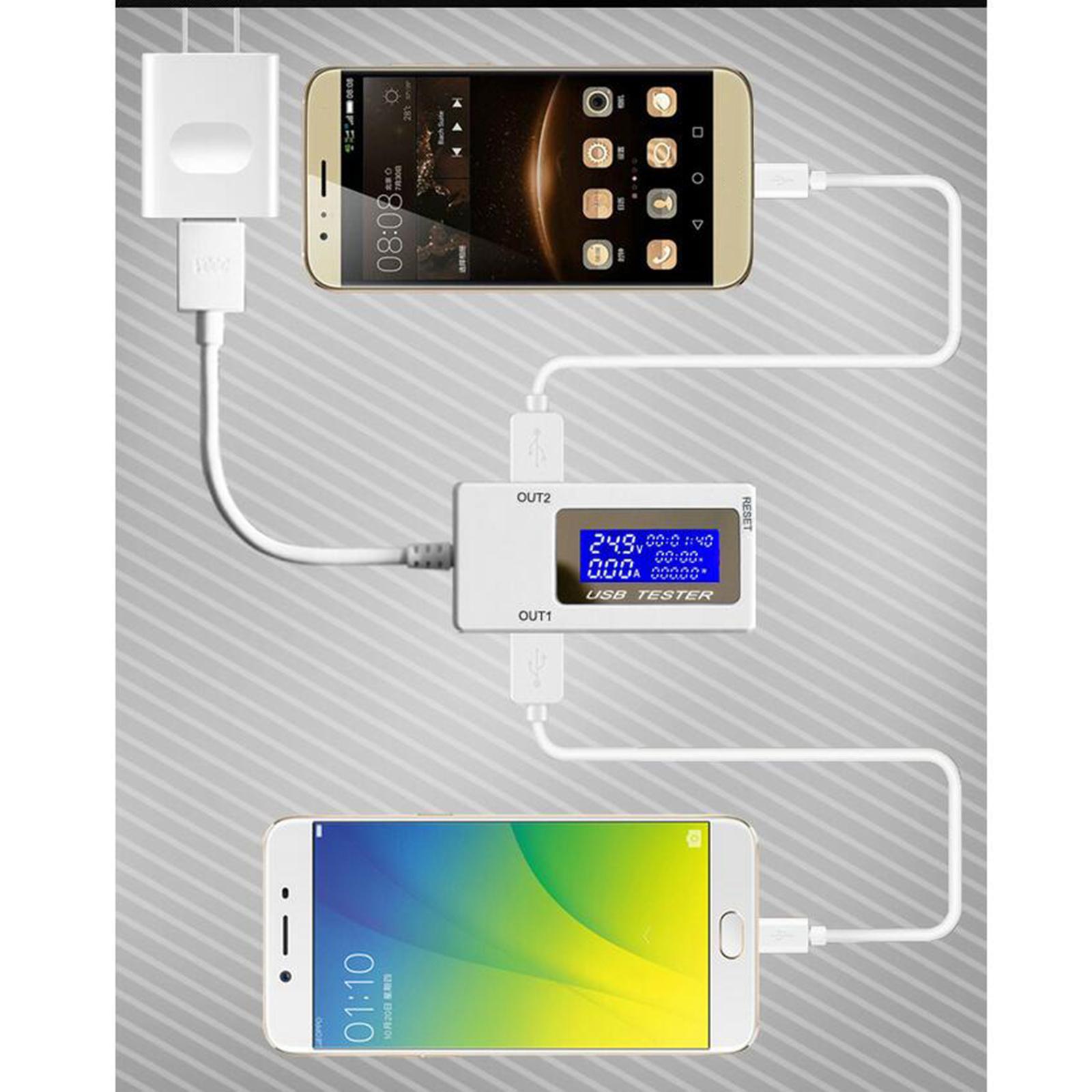 USB Current Voltage Capacity Multimeter Double Row Shows Ammeter