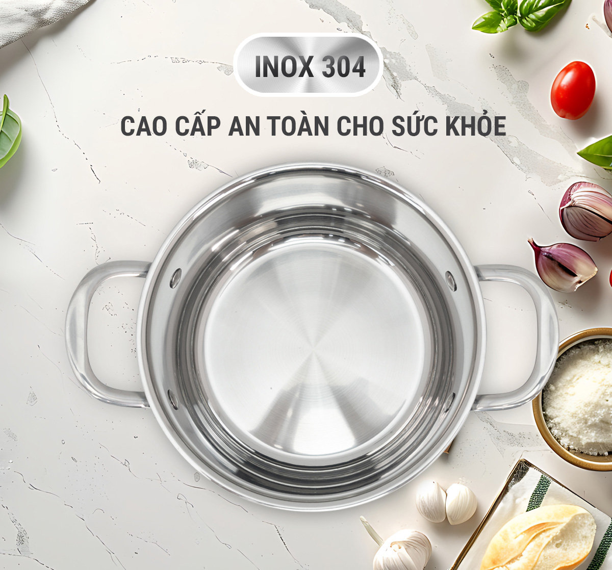 Bộ nồi chảo Inox 3 lớp đúc liền khối Kalpen Kampfer KF3 bảo hành 30 năm - Hàng chính hãng