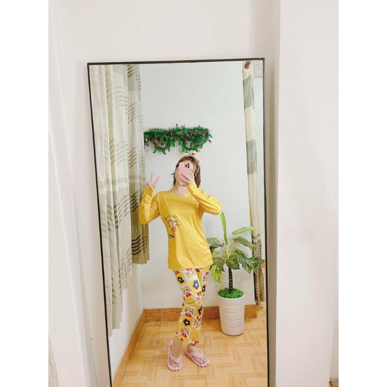 Đồ mặc nhà nữ tay dài quần dài dễ thương,chất liệu thun lạnh mỏng mát dễ thương thích hợp mặc nhà Đồ bộ nữ, đồ bộ đồ mặc nhà, quần áo nữ bộ lửng cotton hình dễ thương DN02