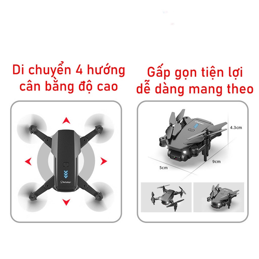 Flycam, Flycam điều khiển Giá Rẻ Tập Bay, Flycam mini Q12 Camera 4K Hai camera kép, thời gian bay 15 phút, Động cơ mạnh mẽ phiên bản cải tiến