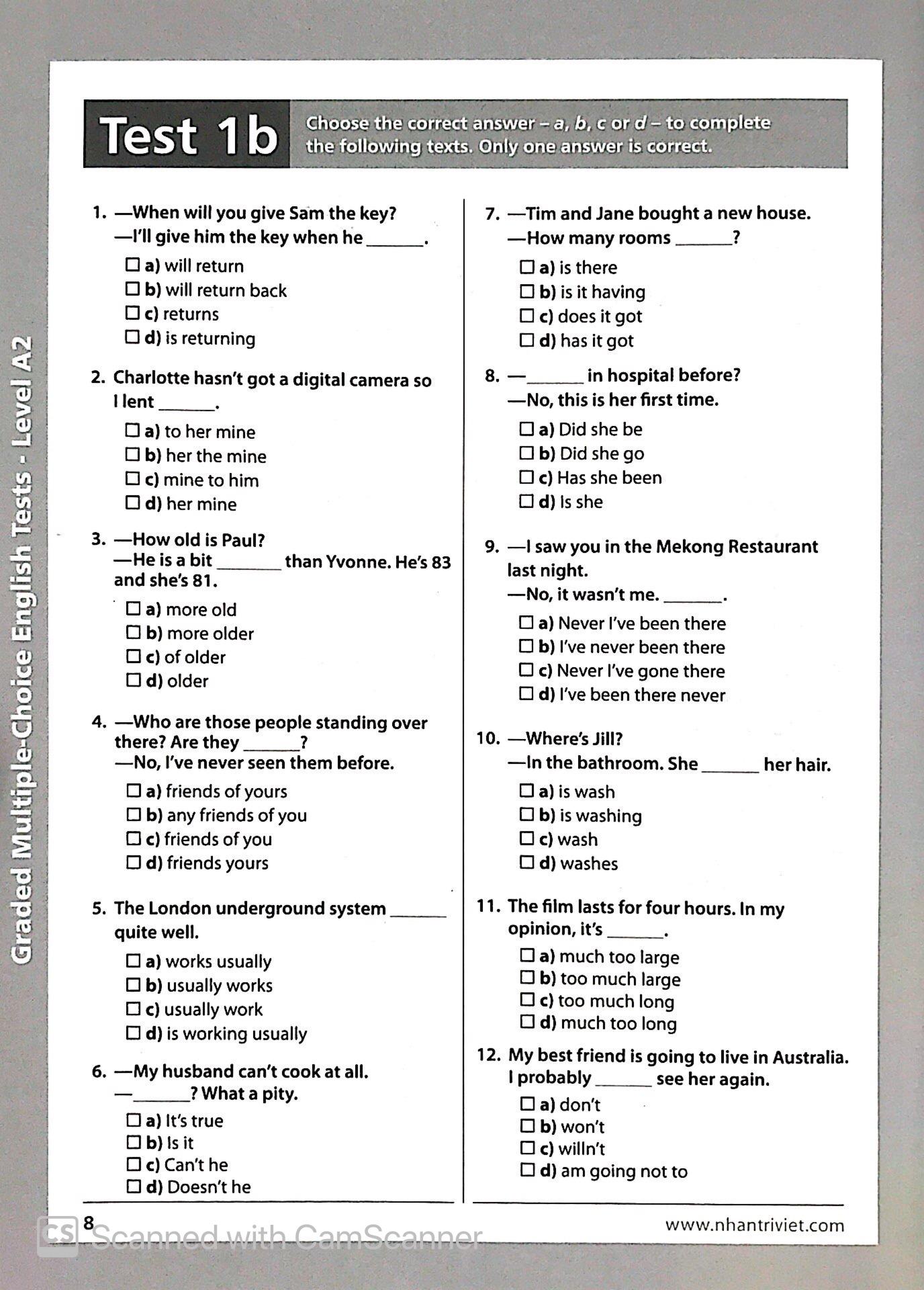 Graded Multiple - Choice English Test Level A2 (Không CD)