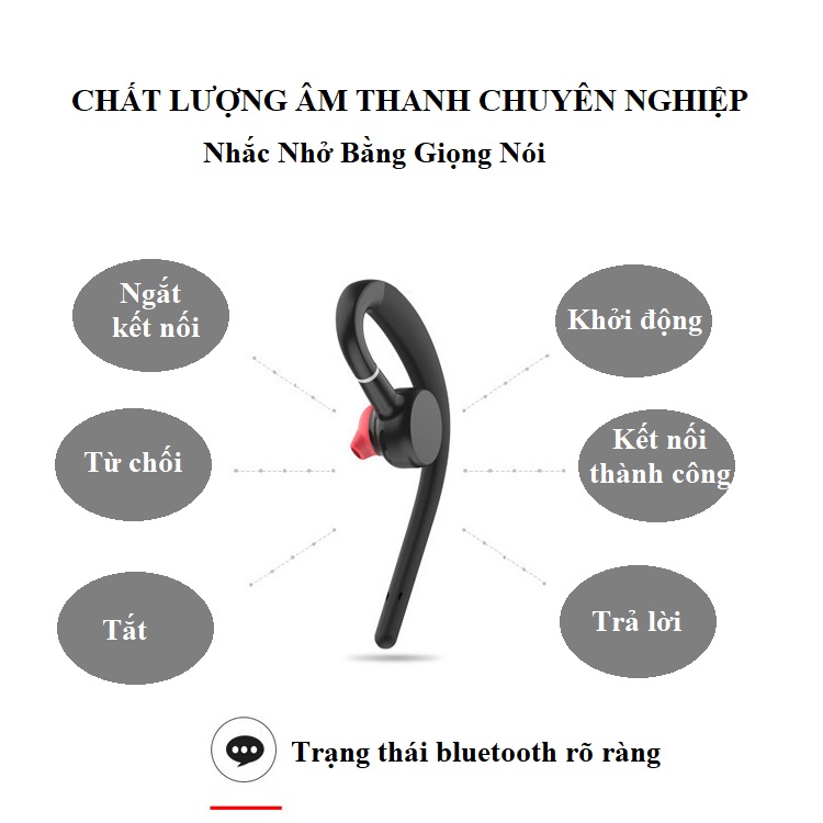 Tai nghe móc tai S30 (nút tai đỏ) -Thiết kế nút tai có thể xoay 270 độ linh hoạt - Pin lithium chất lượng cao dung lượng 250mAh