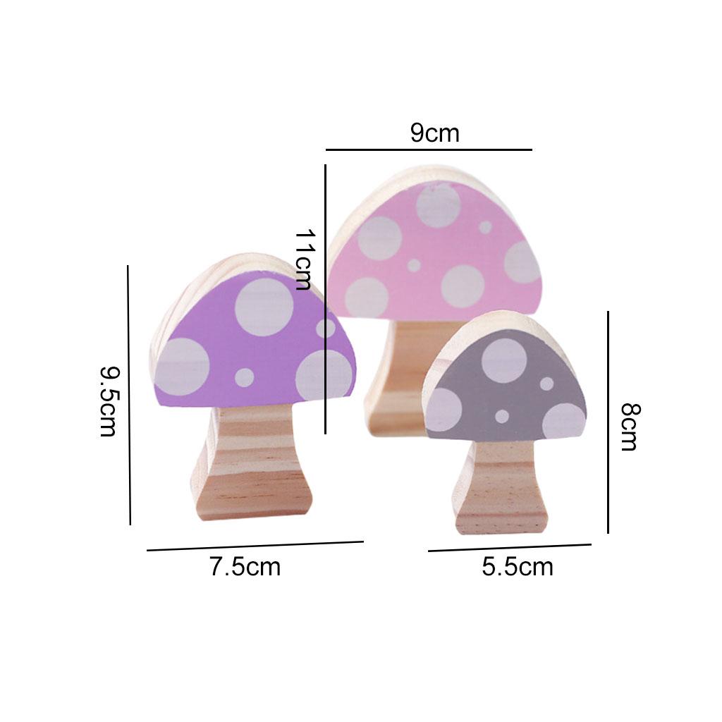 Mushroom Building Blocks Ornaments Toy Room Decor Wooden for Photo Props Pink