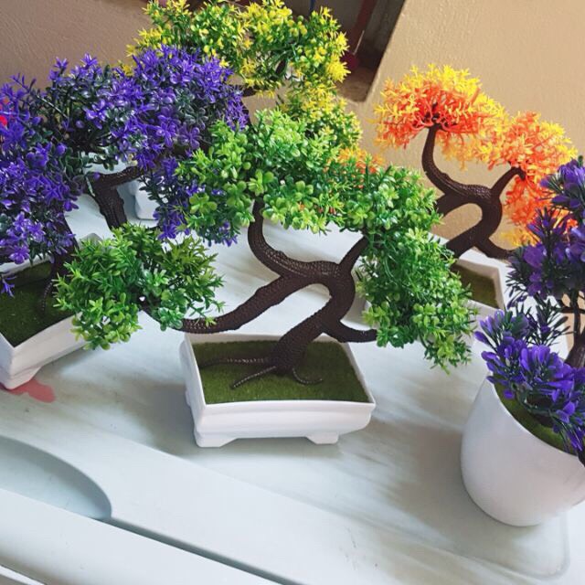 Cây bonsai mini để bàn - chậu cây kiểng giả để tiểu cảnh