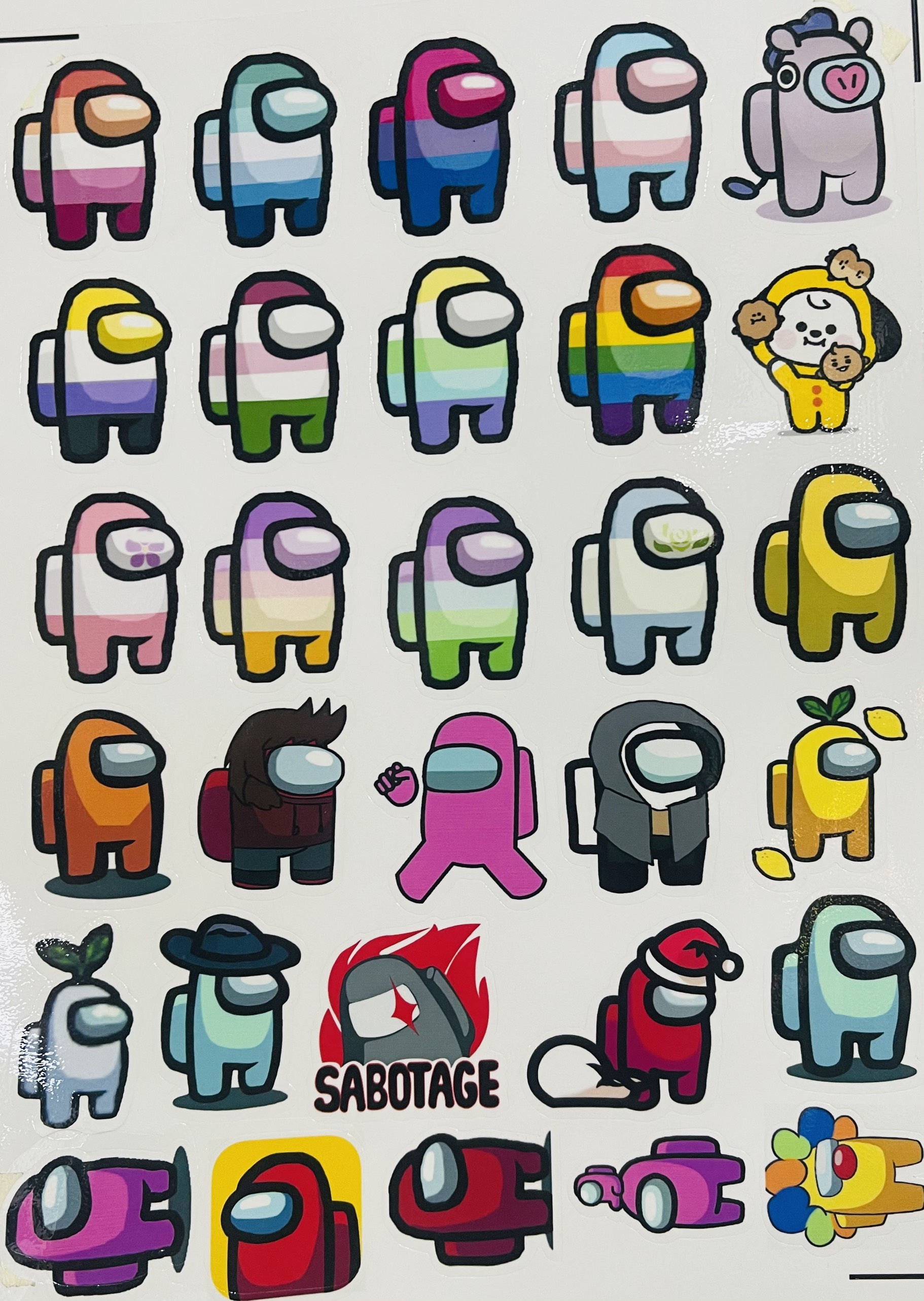 Sticker Among Us set 50 ảnh decal hình dán ép lụa