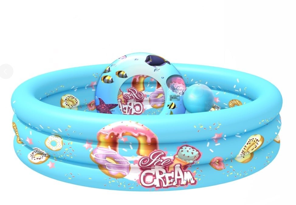 Bể bơi mini 3 tầng cho bé trai và bé gái 3 chi tiết kích thước đường kính 1,32m cho các bé thoải mái chơi đùa mùa hè