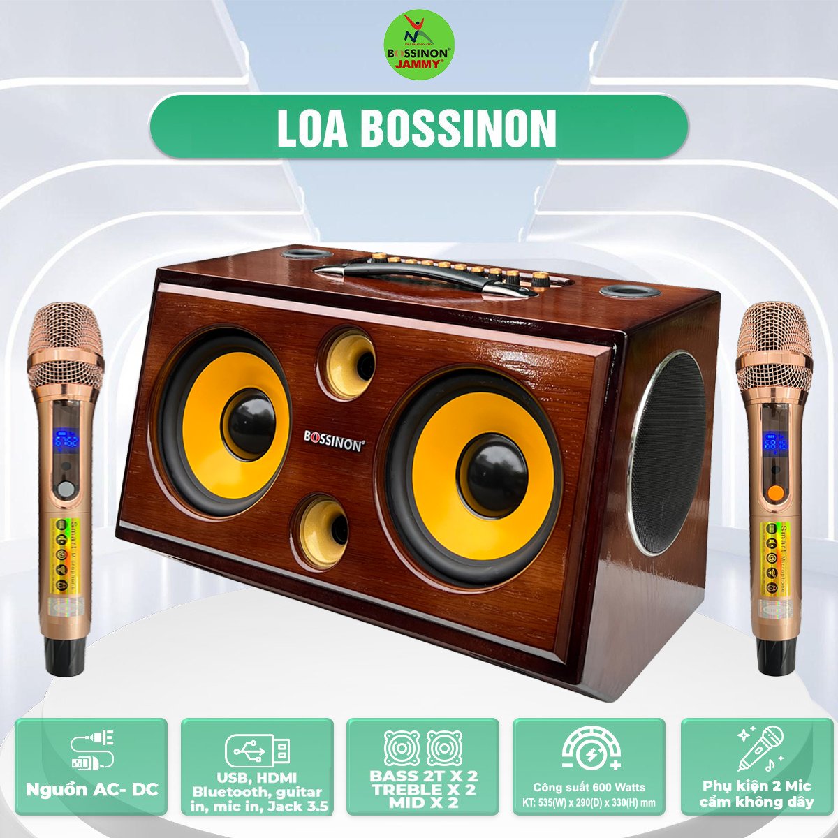 Loa hát karaoke xách tay Bossinon K100A - Hàng chính Hãng