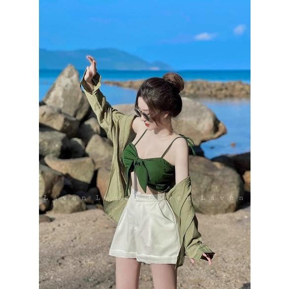 Sét 3 món đùi áo trong có mút ngực cột nơ cực sexy