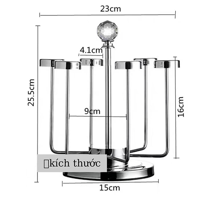 Giá úp cốc Inox xoay 360 độ