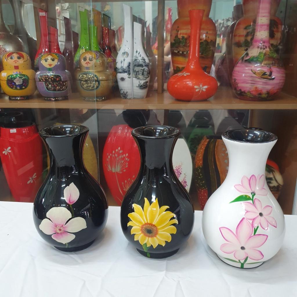 Bình hoa sơn mài hút tài lộc Thanh Bình Lê cắm hoa, trang trí bàn, kệ, nhà cửa, văn phòng, quà tặng ý nghĩa cho bạn bè