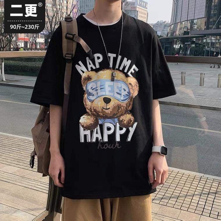 ÁO THUN UNISEX NAM NỮ gấu nap time happy