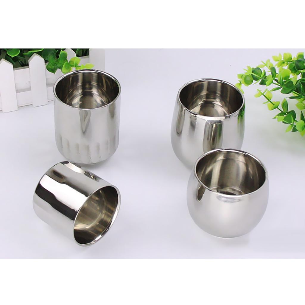 Stainless Steel Beer Cup Double Wall Milk Coffee Mug Straight 120ml+200ml