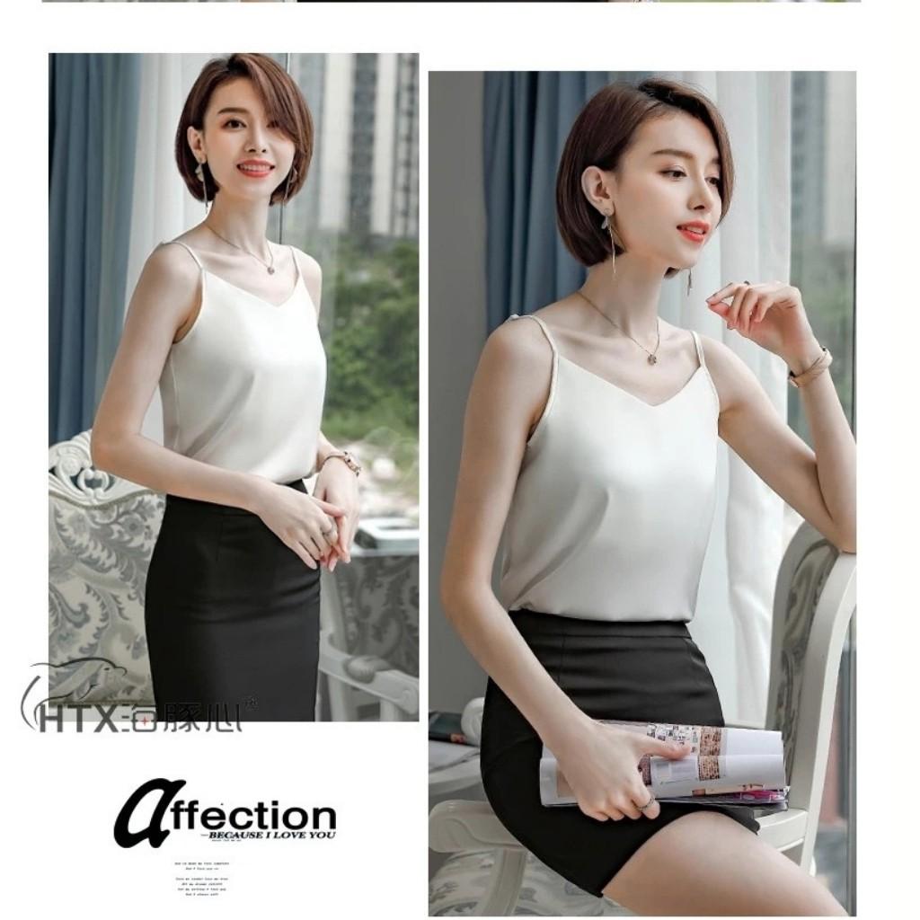 Áo Hai Dây Lụa Cổ Tim Nữ Cao Cấp